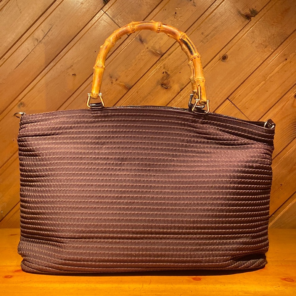 EUC Gucci Quilted Two Way Bamboo Tote Brown